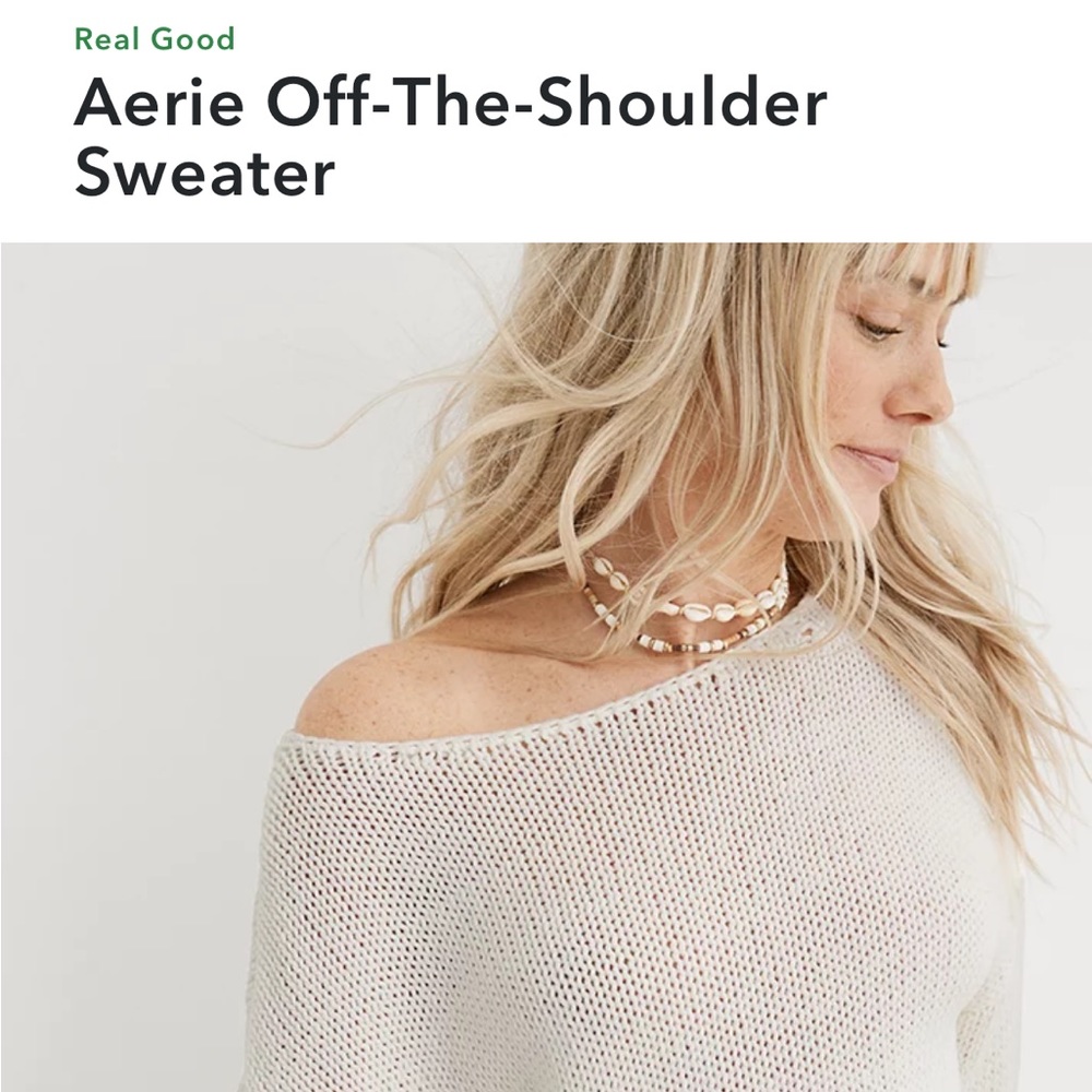 ISO White Aerie Off The Shoulder Sweater size Large